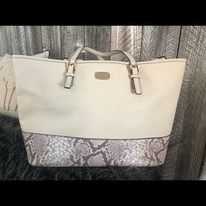 Michael Kors large cream & snakeskin tote